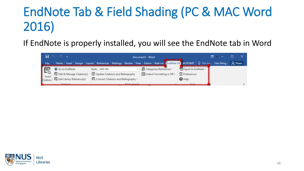 add endnote toolbar in word for mac